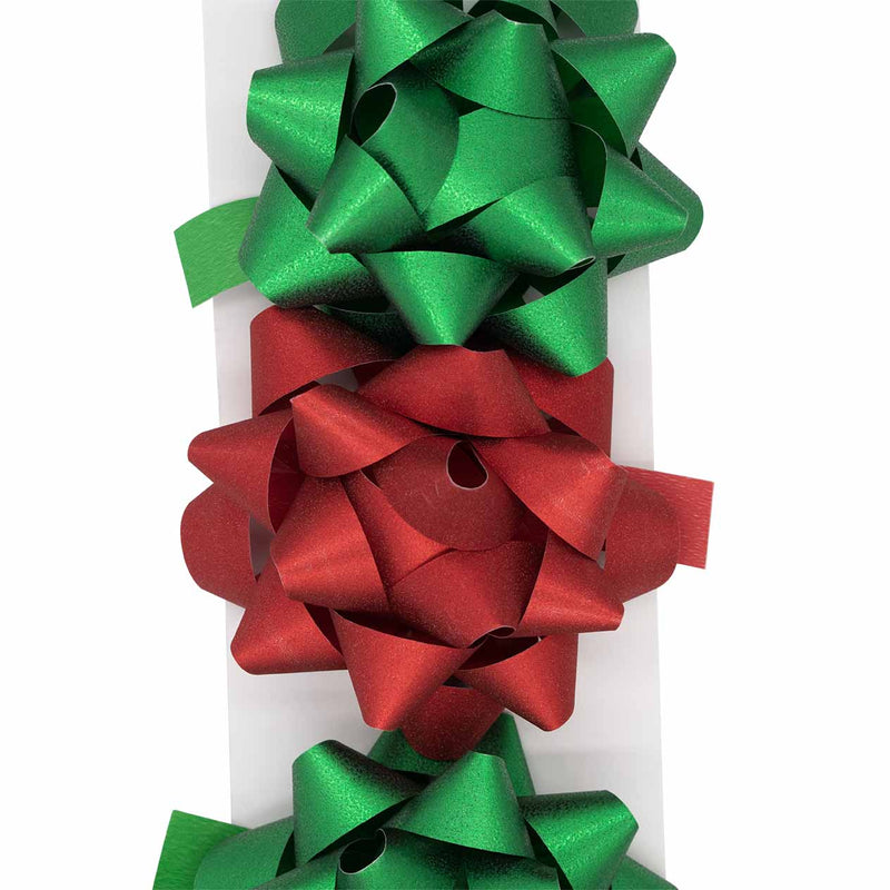 Chiudipacco Stella Bow in PPL Rosso e Verde 7,5 cm