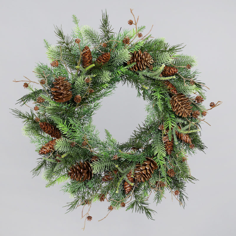 Ghirlanda Abete in PVC Verde con Pigne 60 cm