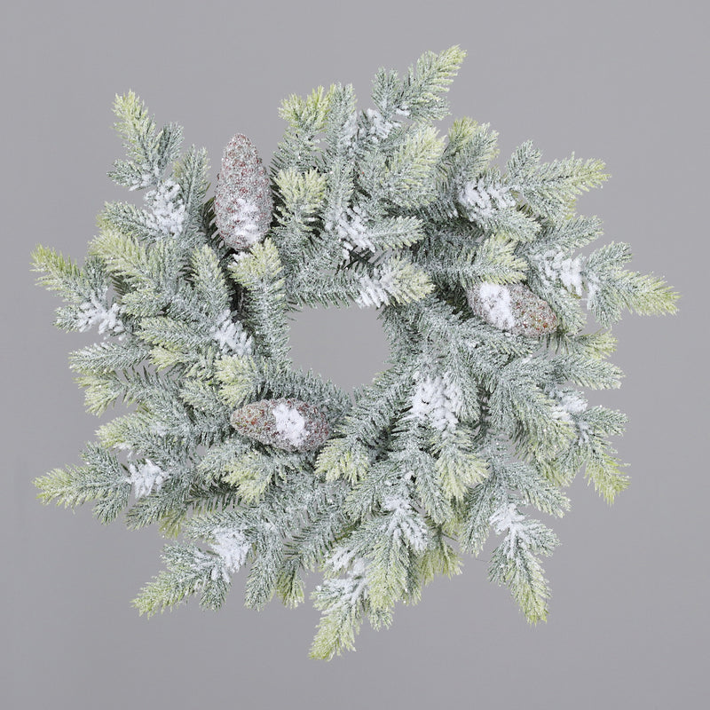 Ghirlanda Abete in PVC Bianco con Pigne 45 cm