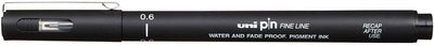 Marcatore a Penna Uni Pin Fineliner con Punta 0,6 mm Nero
