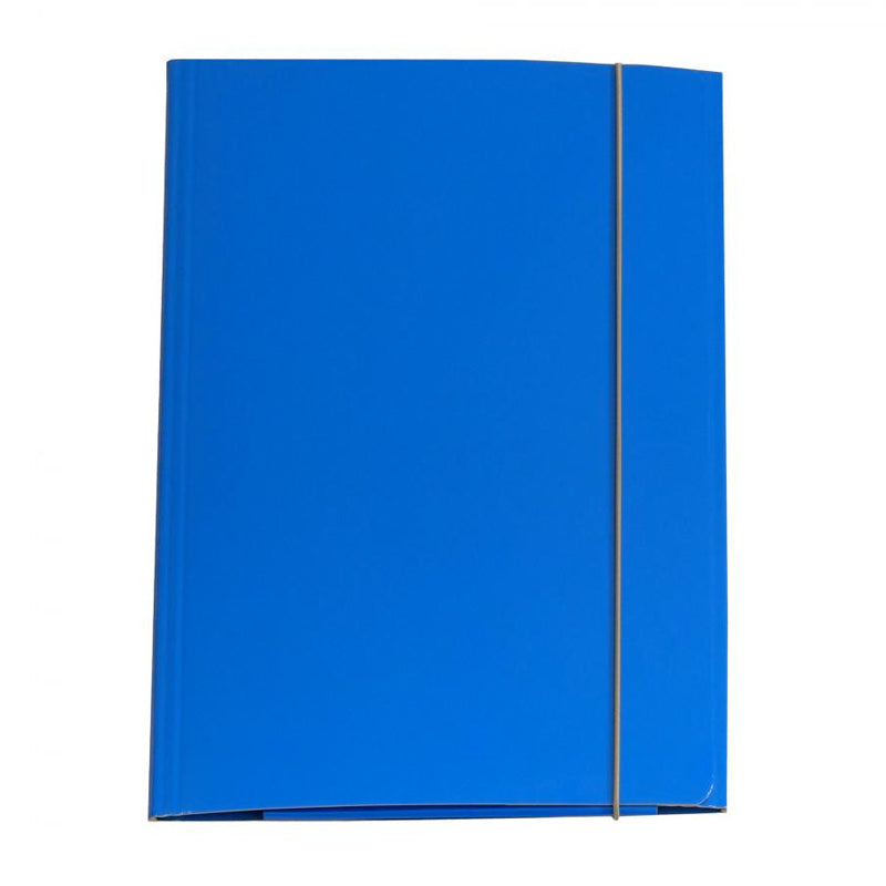 Cartella 3 Lembi in Cartoncino Plastificato con Elastico Azzurro 25 x 34 cm