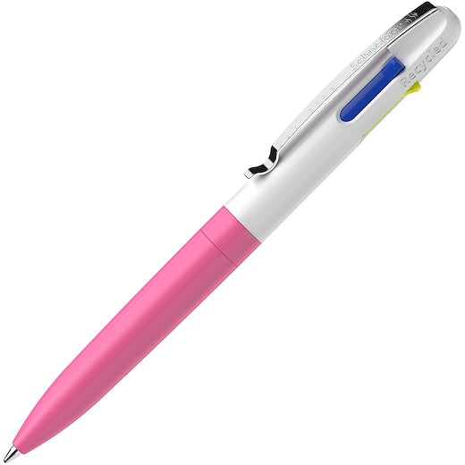 Penna a Sfera Schneider Take 4 a 4 Colori con Punta Media e Fusto Rosa Neon