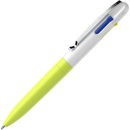 Penna a Sfera Schneider Take 4 a 4 Colori con Punta Media e Fusto Giallo Neon