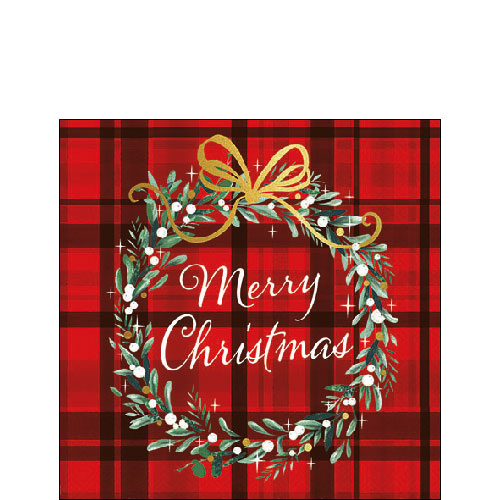 Tovaglioli in Carta Christmas Plaid Red a 3 Veli 25 x 25 cm - 20 pezzi