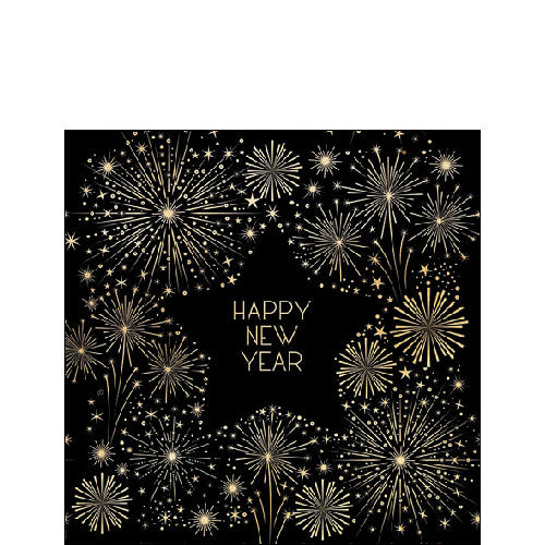 Tovaglioli in Carta Golden New Year a 3 Veli 25 x 25 cm - 20 pezzi