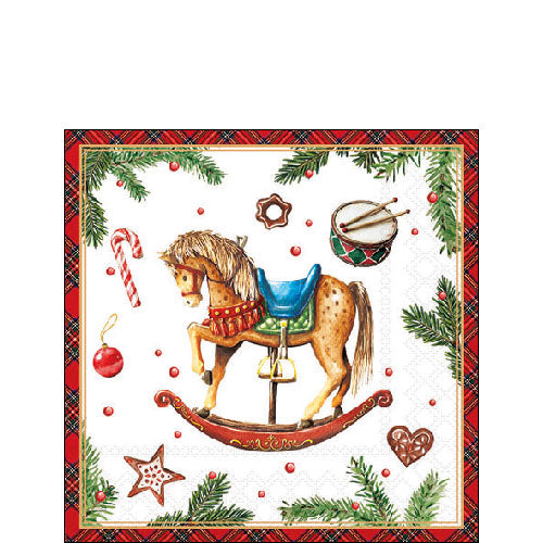 Tovaglioli in Carta Rocking Horse White a 3 Veli 25 x 25 cm - 20 pezzi