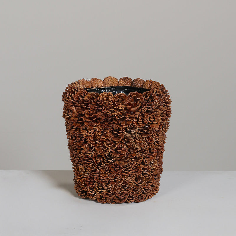 Vaso Pigne Naturali con Rivestimento Interno Marrone 33 x 32 cm