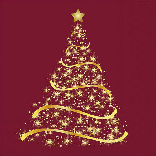 Tovaglioli in Carta Shining Tree Bordeaux a 3 Veli 33 x 33 cm - 20 pezzi