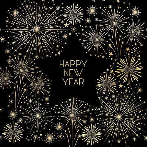 Tovaglioli in Carta Golden New Year a 3 Veli 33 x 33 cm - 20 pezzi