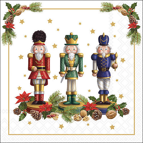 Tovaglioli in Carta Beared Nutcracker a 3 Veli 33 x 33 cm - 20 pezzi