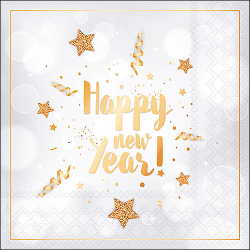 Tovaglioli in Carta New Year Glitter White a 3 Veli 33 x 33 cm - 20 pezzi