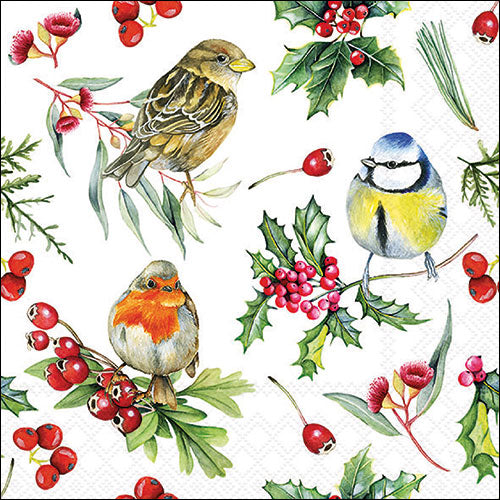 Tovaglioli in Carta Birds In Winter a 3 Veli 33 x 33 cm - 20 pezzi