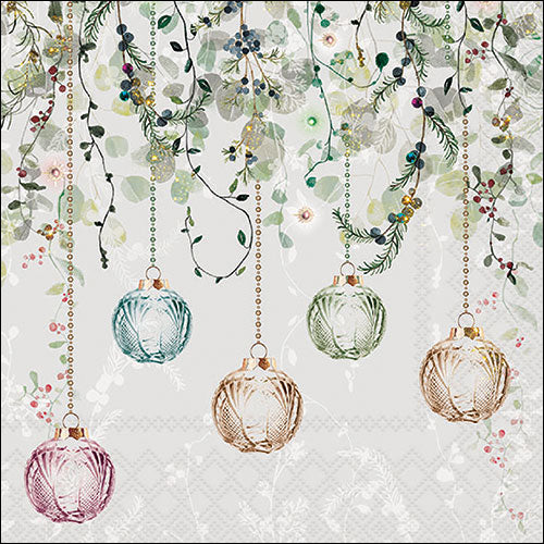 Tovaglioli in Carta Floral XMAS Grey a 3 Veli 33 x 33 cm - 20 pezzi
