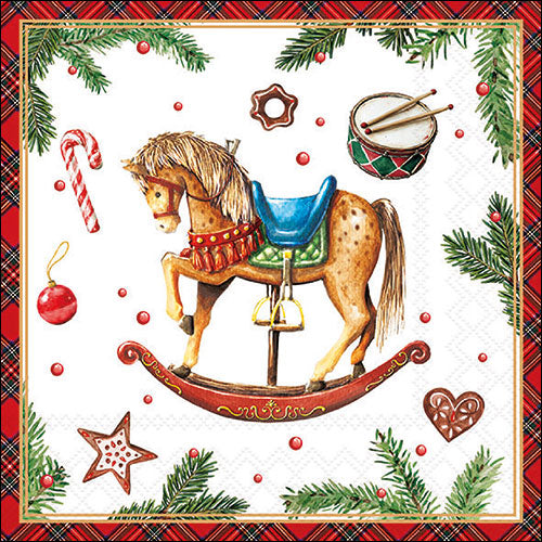 Tovaglioli in Carta Rocking Horse White a 3 Veli 33 x 33 cm - 20 pezzi