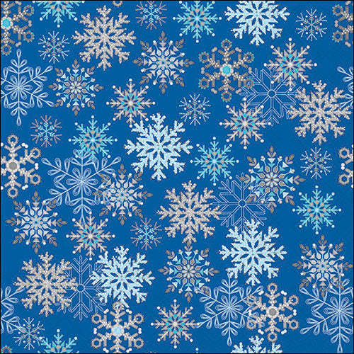 Tovaglioli in Carta Snowflakes Blue a 3 Veli 33 x 33 cm - 20 pezzi