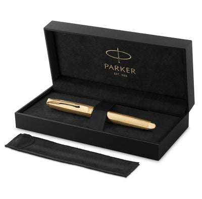 Penna Roller Parker Sonnet Pioneers Special Edition Ciselè Gold CT con Punta Fine e Inchiostro Nero