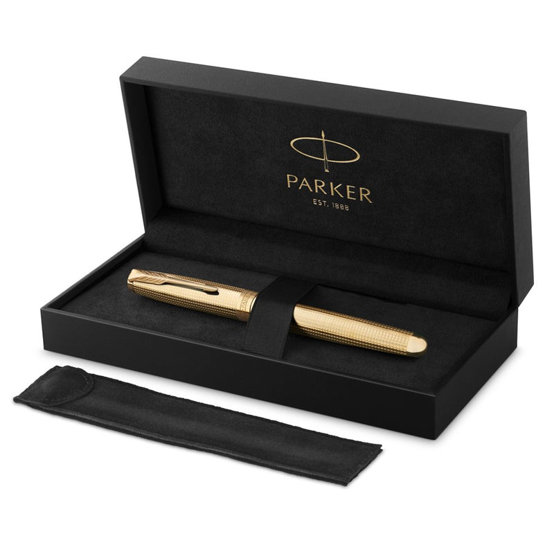 Penna Roller Parker Sonnet Pioneers Special Edition Ciselè Gold CT con Punta Fine e Inchiostro Nero