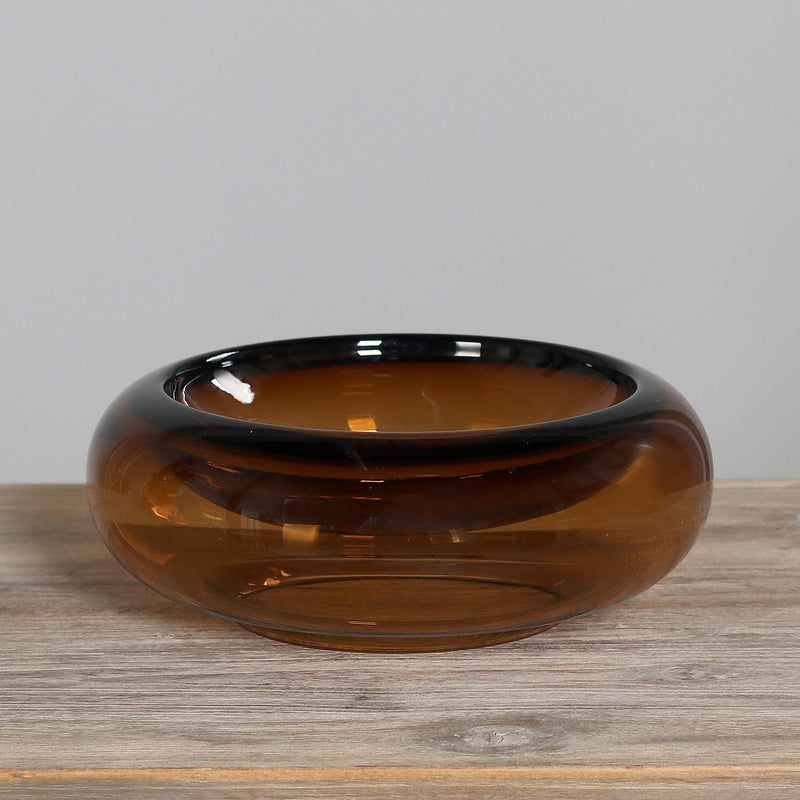 Vaso Ciambella in Vetro Ambra 26 cm