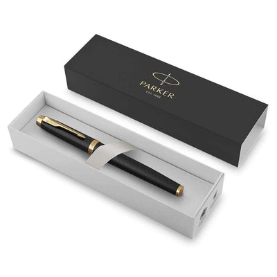 Penna Roller Parker IM Premium Black Gold GT In Metallo con Punta Fine e Inchiostro Nero