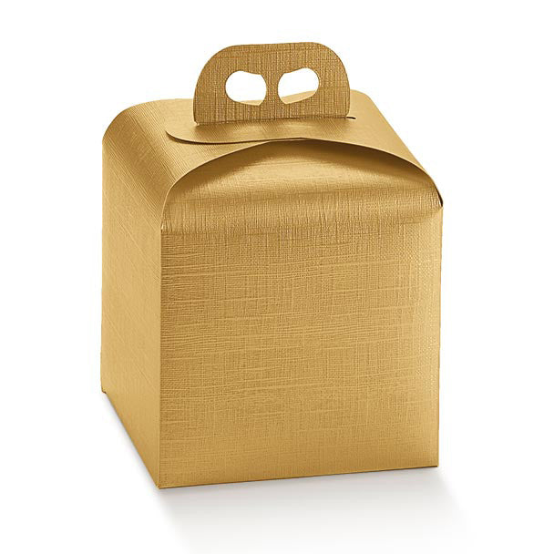 Scatola Porta Panettone e Bottiglia Seta Oro 200 x 200 x 180 mm