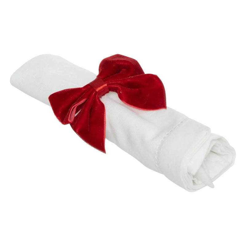 Porta Tovaglioli con Fiocco in Velluto Rosso 8,5 x 8 x 5 cm - 2 pezzi