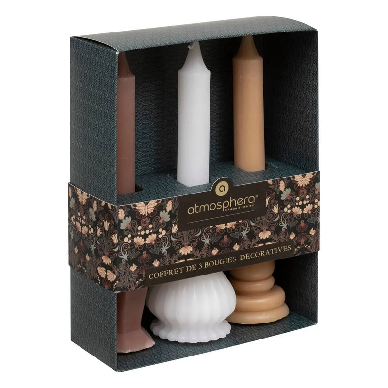 Candele Little Cottage Rosa e Bianco 19 cm - 3 pezzi