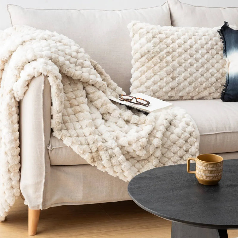 Plaid Adriel in Pellicia  Beige 120 x 160 cm