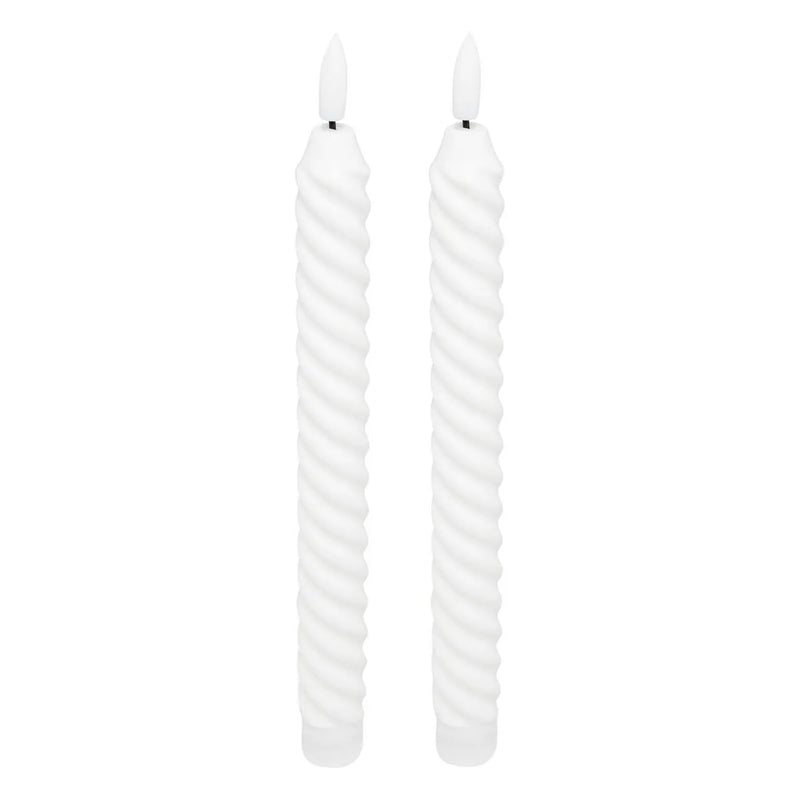Candele LED Twisted Bianco 22 cm - 2 pezzi