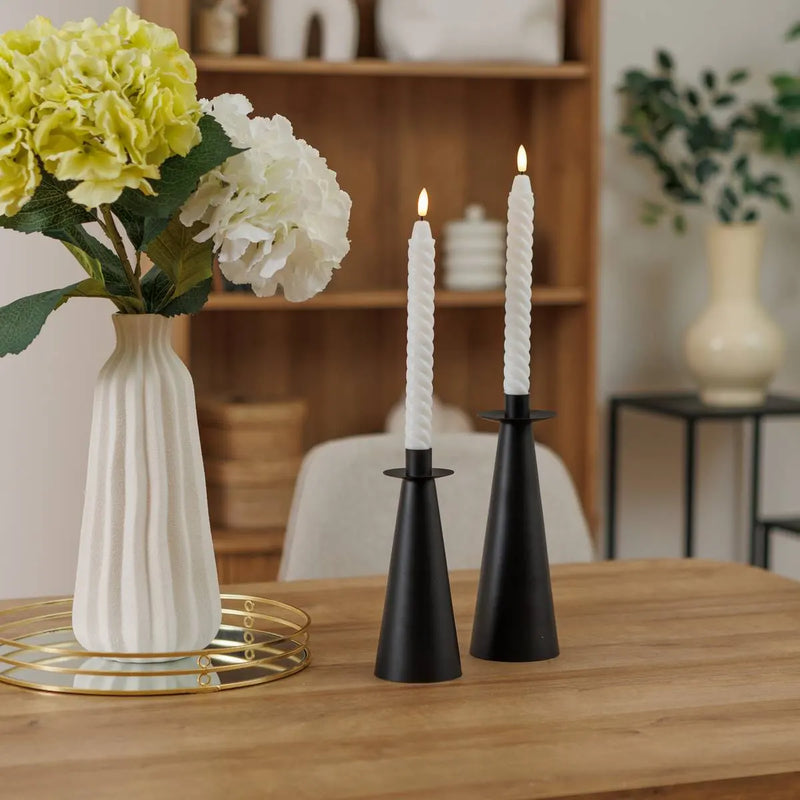 Candele LED Twisted Bianco 22 cm - 2 pezzi