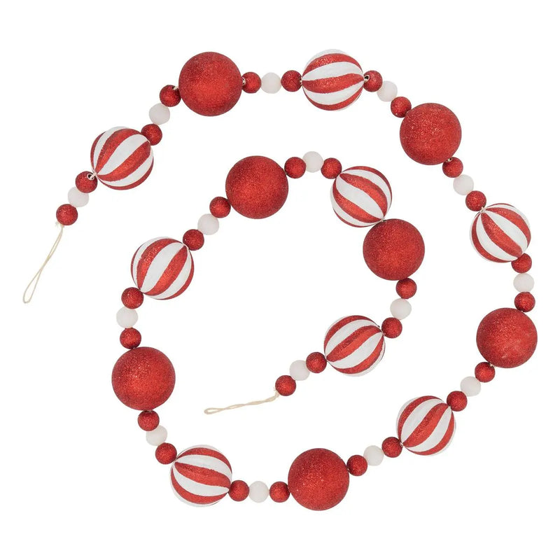 Festone Sfere in Polistirolo Bianco e Rosso 6 x 185 cm