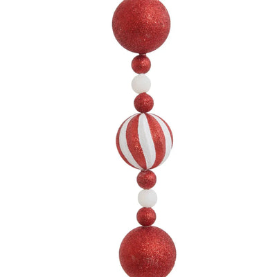 Festone Sfere in Polistirolo Bianco e Rosso 6 x 185 cm
