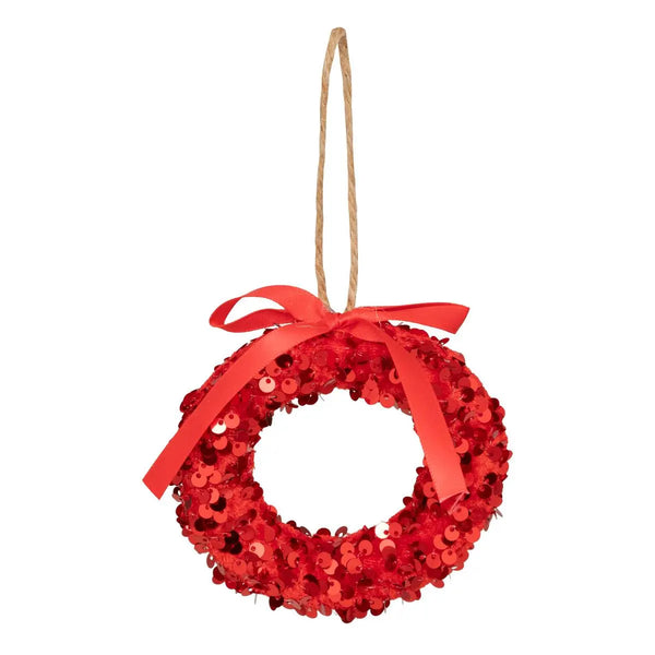 Ghirlanda Paillettes Rosso in Polistirolo con Gancio 10,5 x 10,5 x 2 cm