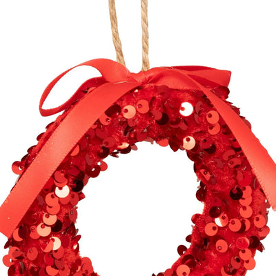 Ghirlanda Paillettes Rosso in Polistirolo con Gancio 10,5 x 10,5 x 2 cm