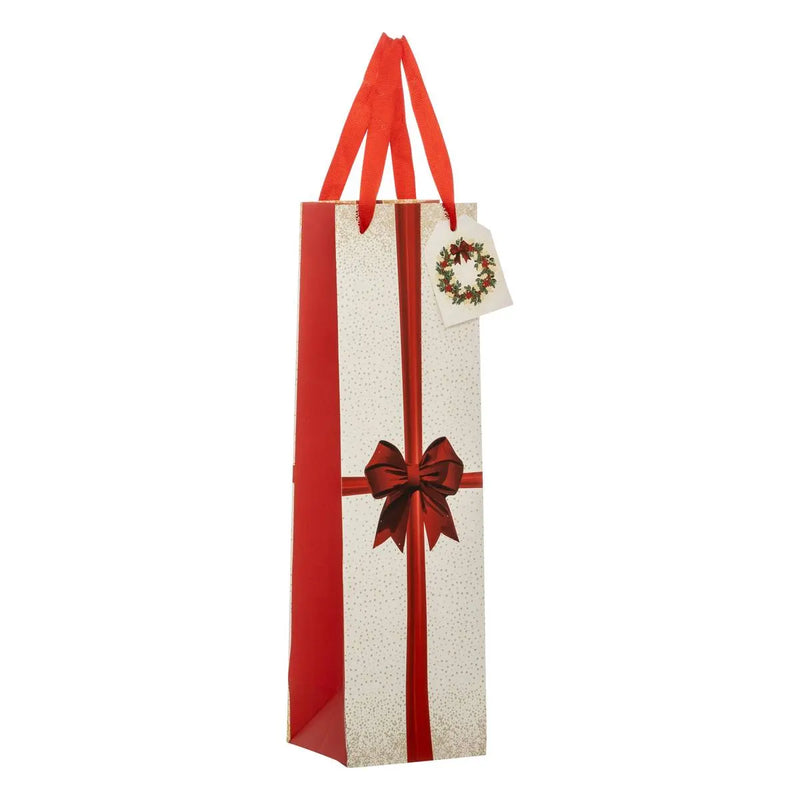 Borsa in Carta Porta Bottiglia Ghirlanda Dream Rosso e Bianco 10 x 9 x 35,5 cm