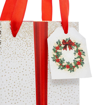 Borsa in Carta Porta Bottiglia Ghirlanda Dream Rosso e Bianco 10 x 9 x 35,5 cm