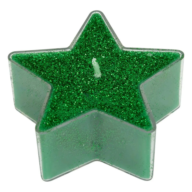 Candele Tealight Stella Glitter Verde 6 cm - 4 pezzi
