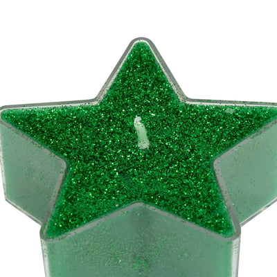 Candele Tealight Stella Glitter Verde 6 cm - 4 pezzi