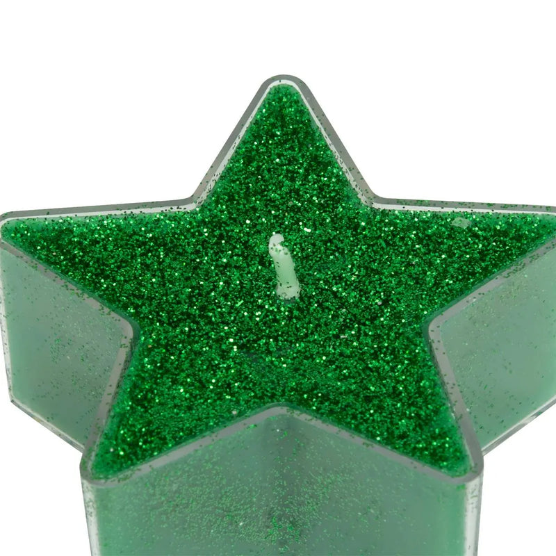 Candele Tealight Stella Glitter Verde 6 cm - 4 pezzi