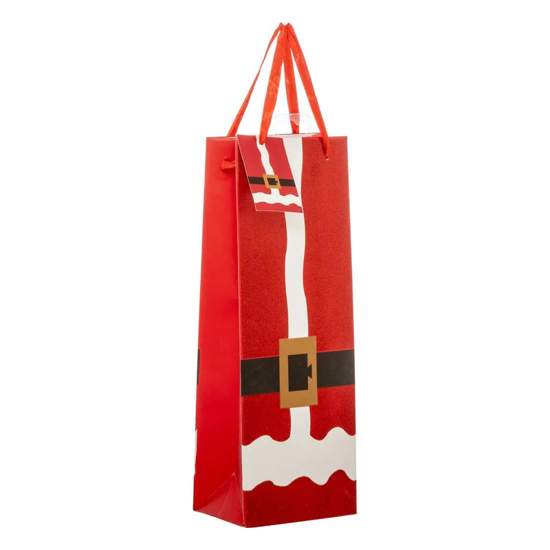 Borsa in Carta Porta Bottiglia Abito Babbo Rosso e Bianco 12,5 x 9 x 35,5 cm