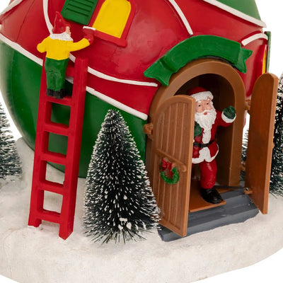 Villaggio di Natale Sfera Multicolor con LED, Movimenti e Musica 19,5 x 18 x 22 cm