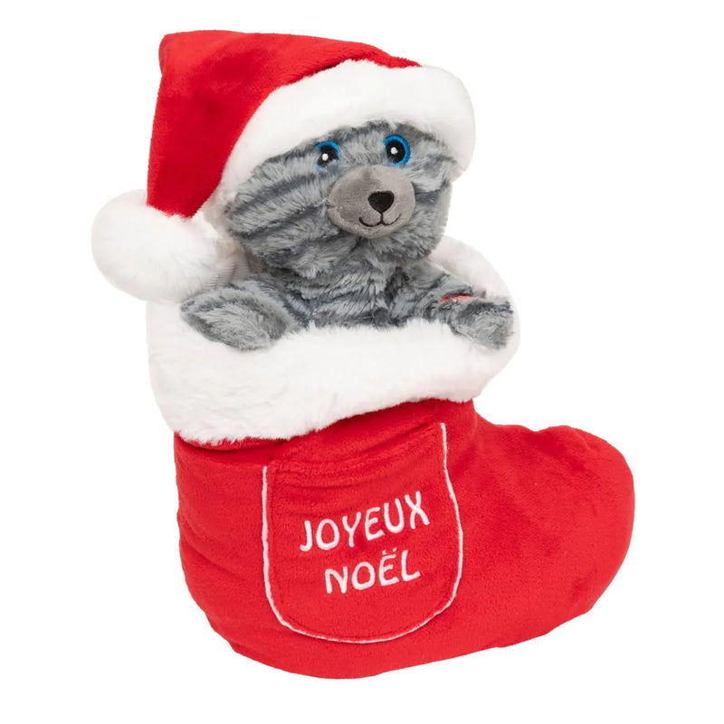 Micio con Calza Joyeux Noel Peluche con Movimenti e Musica 21 cm