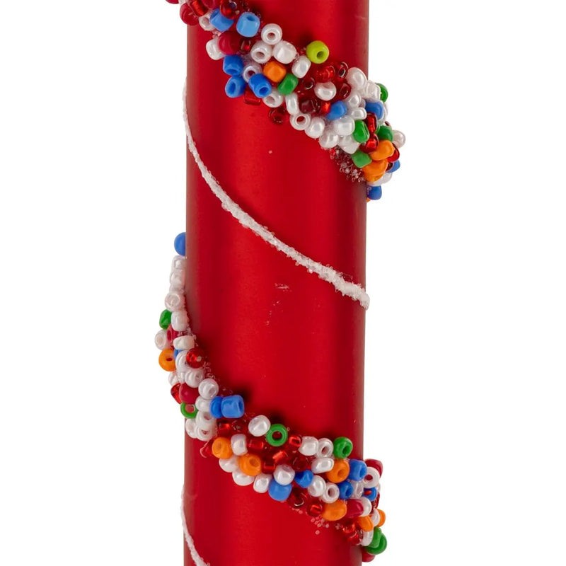 Bastoncino di Zucchero in Vetro Rosso con Gancio 15 cm