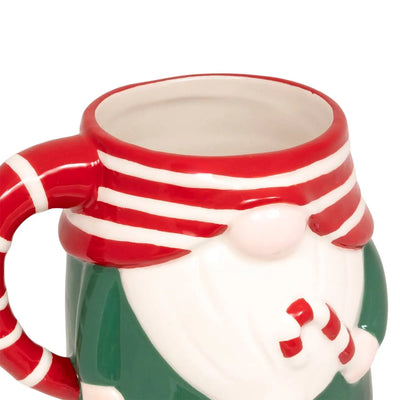 Tazza Mug Gnomo in Ceramica Rosso e Verde 500 ml