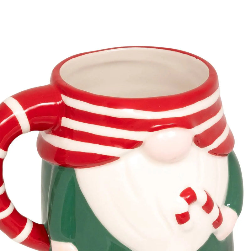 Tazza Mug Gnomo in Ceramica Rosso e Verde 500 ml