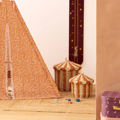 Contenitore per Giocattoli in Raffia a Righe Grande