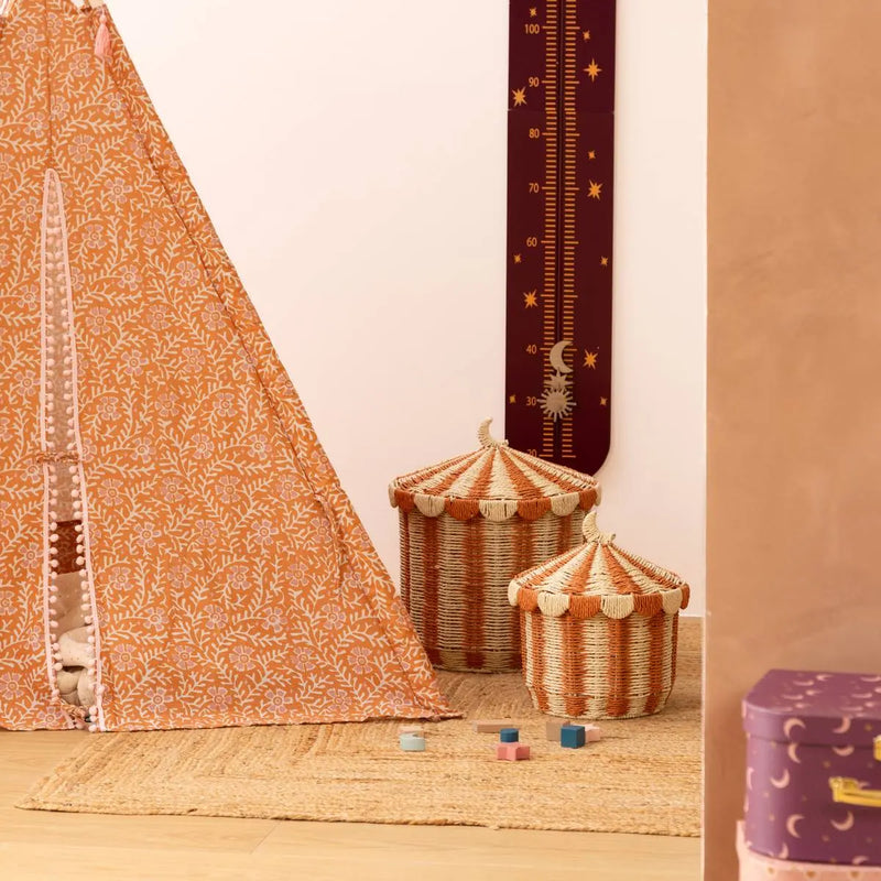 Contenitore per Giocattoli in Raffia a Righe Grande