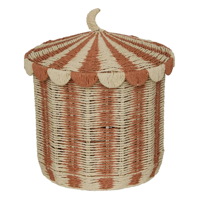 Contenitore per Giocattoli in Raffia a Righe Grande