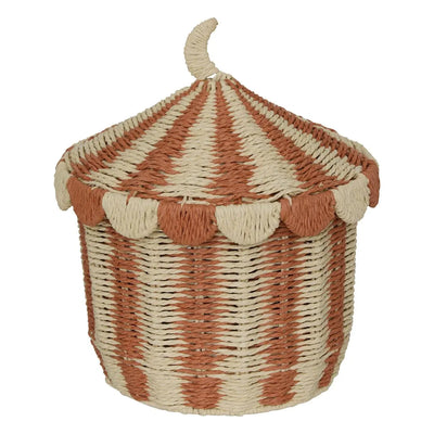 Contenitore per Giocattoli in Raffia a Righe Piccolo