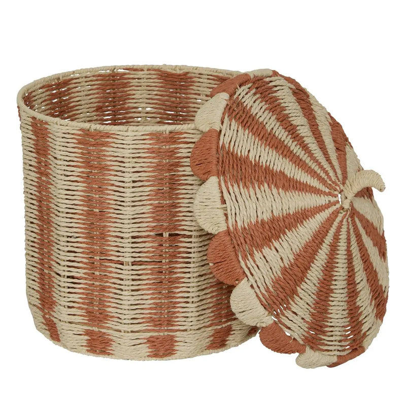 Contenitore per Giocattoli in Raffia a Righe Grande