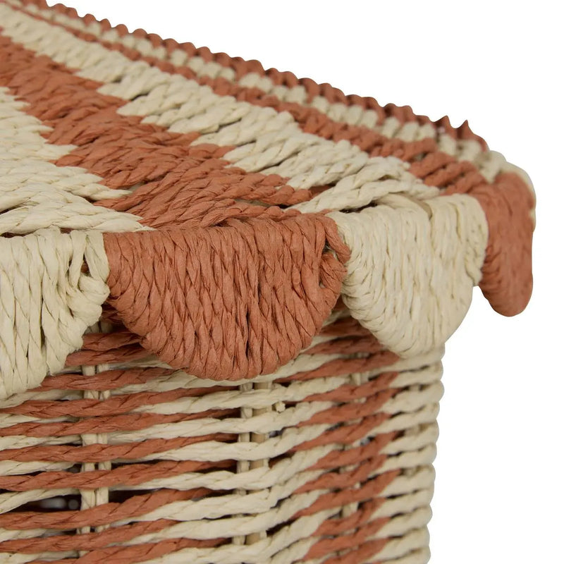 Contenitore per Giocattoli in Raffia a Righe Piccolo